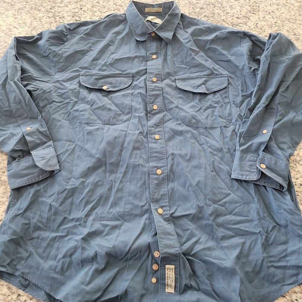 Vintage Bill Blass Men's Long‎ Sleeve Plaid Flannel Shirt Size XL Red Blue